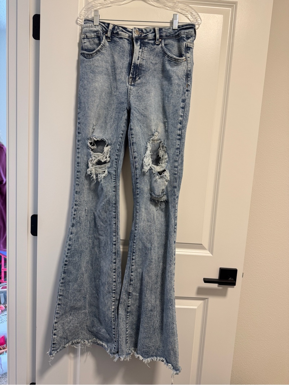 Risen Jeans Light Wash Distressed Flare Jeans - Women